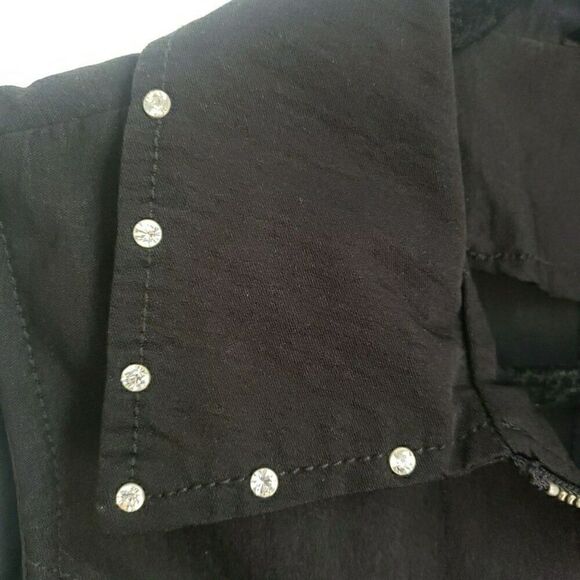 Grunge Emo Sleeveless Tiered Pleated Zip Up Vest Studs Whimsy Goth Womens Size S - Picture 3 of 13